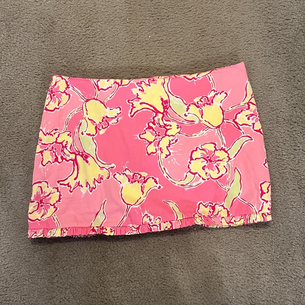 Lilly Pulitzer Pink and Yellow Floral Mini Skirt